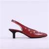 Wonders Round Stud Slingback Heel - Red Leather